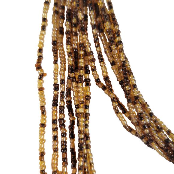 48" Long Brown Tan Seed Bead Necklace Boho Multistrand India Handmade  NEW - Picture 5 of 8